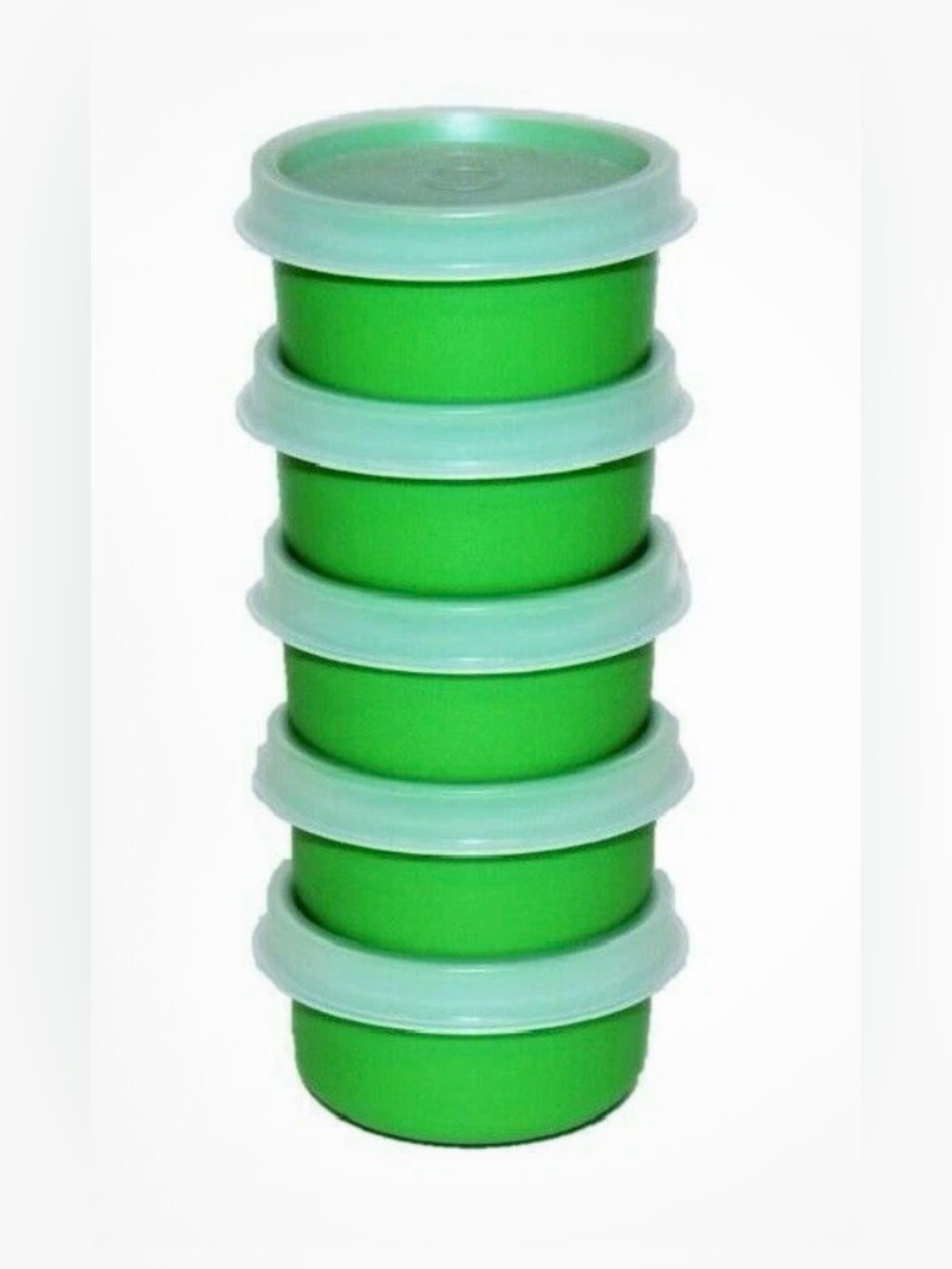 5 Tupperware Smidgets 1 oz. Mini Bowls Set of 5 Green Pills Vitamins Coins NEW